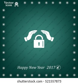 hand over the lock, vector icon