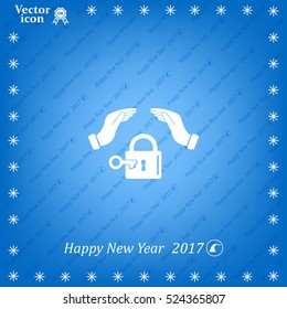 hand over the lock, vector icon