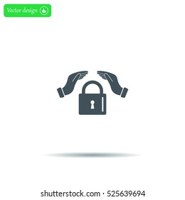 hand over the lock, vector icon