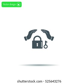 hand over the lock, vector icon