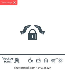 hand over the lock, vector icon