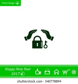hand over the lock, vector icon