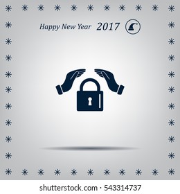 hand over the lock, vector icon