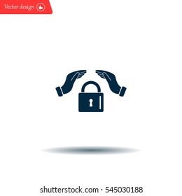hand over the lock, vector icon