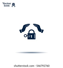 hand over the lock, vector icon