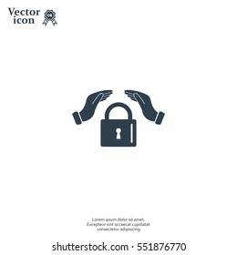 hand over the lock, vector icon