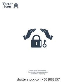 hand over the lock, vector icon