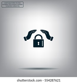 hand over the lock, vector icon