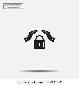 hand over the lock, vector icon