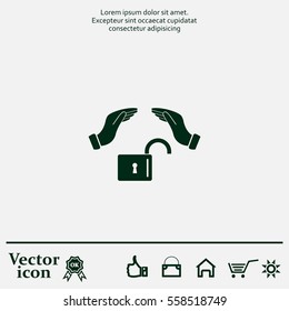 hand over the lock, vector icon