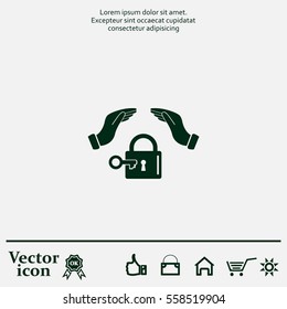 hand over the lock, vector icon