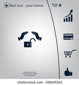 hand over the lock, vector icon
