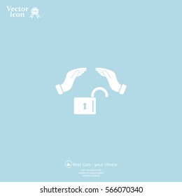 hand over the lock, vector icon