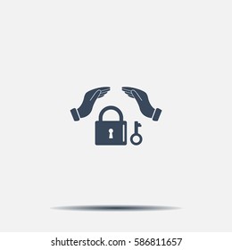 hand over the lock, vector icon