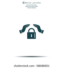hand over the lock, vector icon