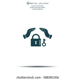 hand over the lock, vector icon