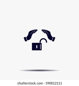 hand over the lock, vector icon
