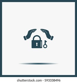 hand over the lock, vector icon