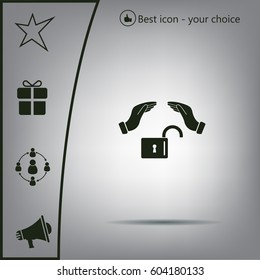 hand over the lock, vector icon