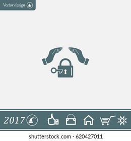 hand over the lock, vector icon