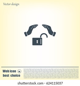 hand over the lock, vector icon