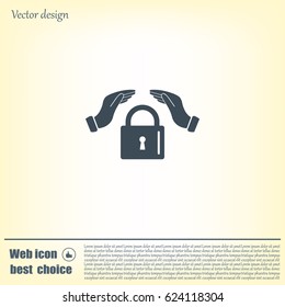 hand over the lock, vector icon