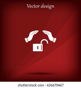 hand over the lock, vector icon