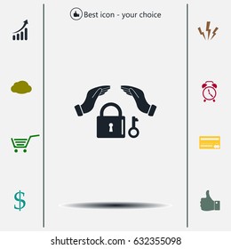 hand over the lock, vector icon