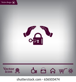 hand over the lock, vector icon