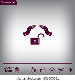 hand over the lock, vector icon