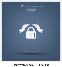 hand over the lock, vector icon