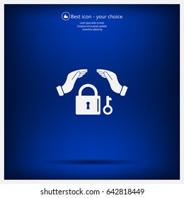 hand over the lock, vector icon