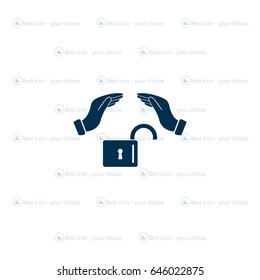hand over the lock, vector icon