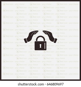 hand over the lock, vector icon