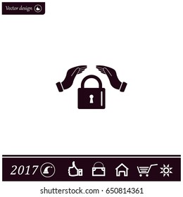 hand over the lock, vector icon