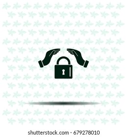 hand over the lock, vector icon