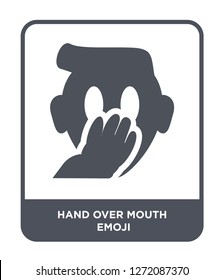 hand over mouth emoji icon vector on white background, hand over mouth emoji trendy filled icons from Emoji collection, hand over mouth emoji simple element illustration
