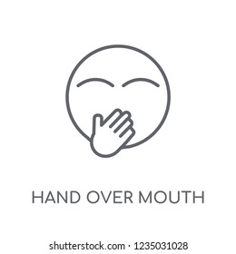 Hand Over Mouth emoji linear icon. Modern outline Hand Over Mouth emoji logo concept on white background from Emoji collection. Suitable for use on web apps, mobile apps and print media.