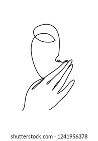 Hand Over Mouth Silence Icon. One Line Drawing