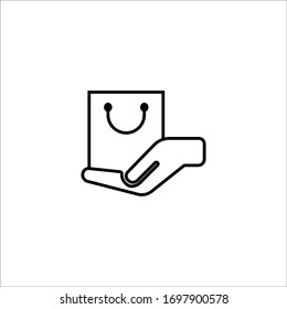 Signo de mano y envase. Signo de entrega manual