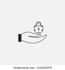 hand and padlock icon template design