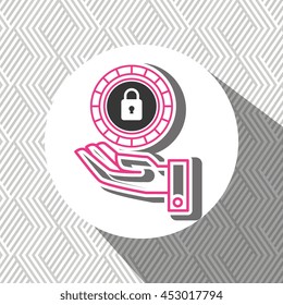 hand and padlock isolated icon design, vector illustration  graphic 