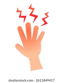 Hand pain icon. Hand inflammation icon. Vector.