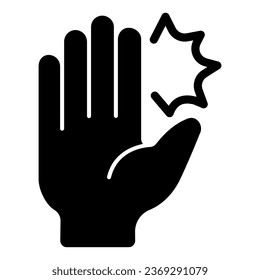 Icono sólido de dolor de mano, concepto de oficinidrome, signo del vector de dolor de mano sobre fondo blanco, estilo de glifo de dolor de mano para concepto móvil y diseño web. Gráficos vectoriales