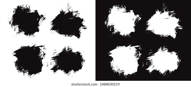 Hand paint black and white brush strokes vector set