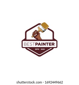 hand paint brush emblem logo
