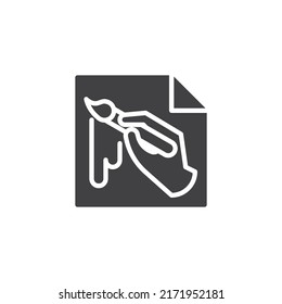 Icono vectorial de pincel de mano. signo plano relleno para concepto móvil y diseño web. Icono de glifo de pincel con mano. Símbolo, ilustración del logotipo. Gráficos vectoriales