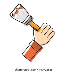  hand with paint brush vector illustration