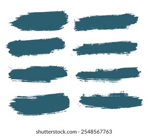 Hand paint collection of abstract blue color vector brush stroke