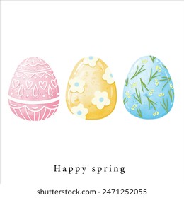 hand paint of cute easter egg ,spring element clipart for decoration
